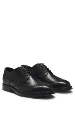 BOSS - Dressletic Italian-made Derby shoes in leather - Black