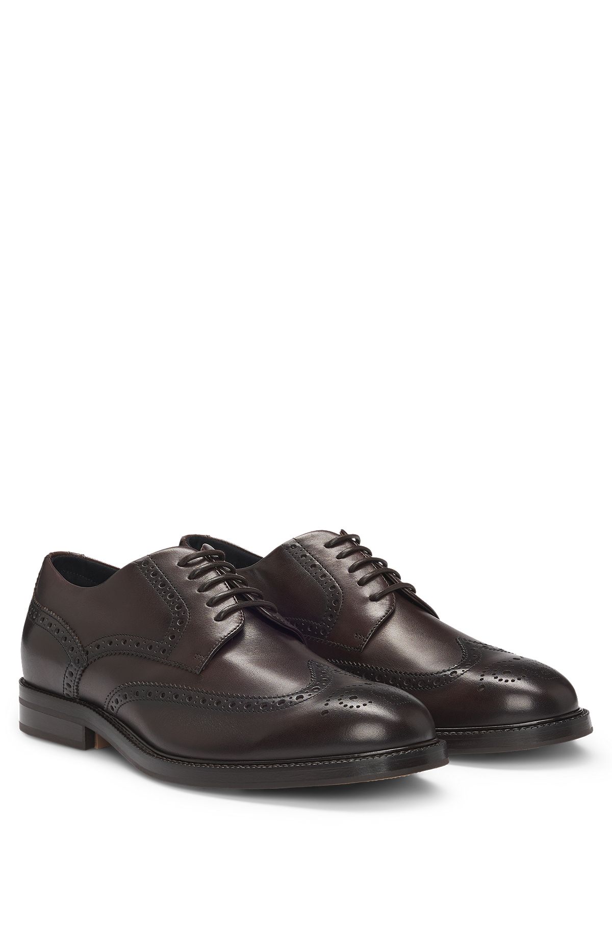Dressletic Italian-made Derby shoes in leather, Dark Brown