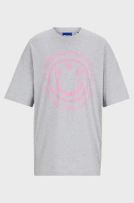 Cotton-jersey T-shirt with seasonal graphic print, Light Grey