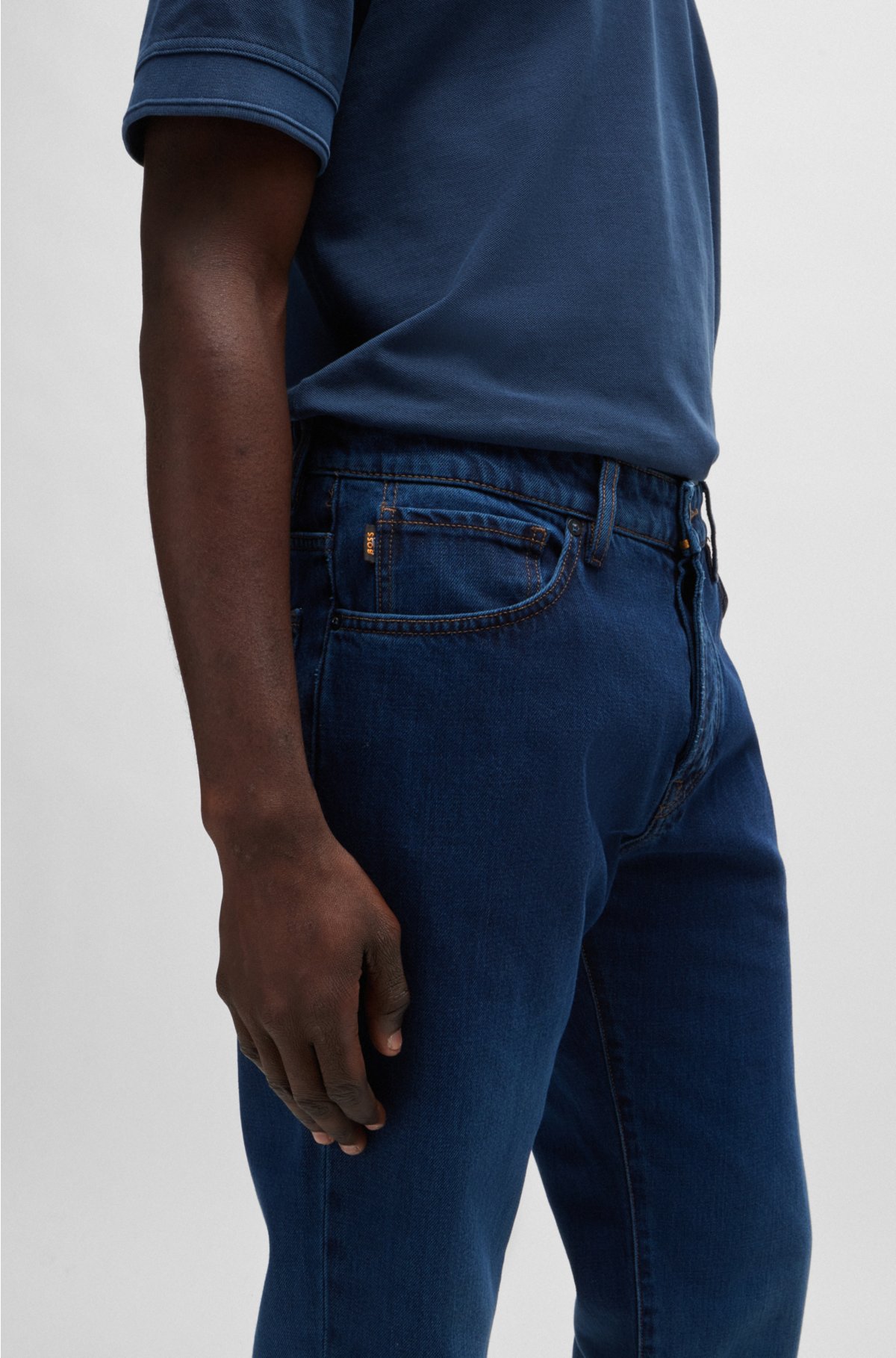 Regular-fit jeans in degradé indigo denim, Dark Blue