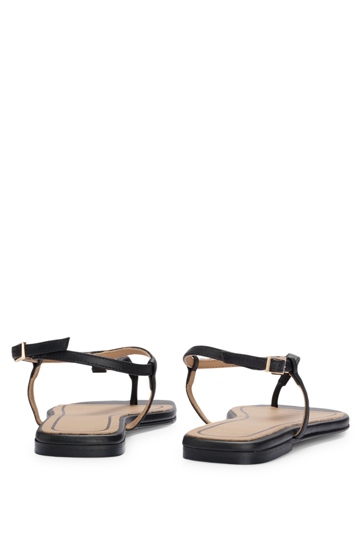 Leather sandals with toe-post detail, Black