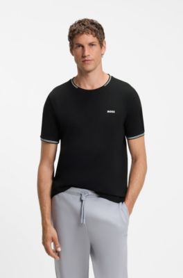 Cotton-piqu&eacute; T-shirt , Black