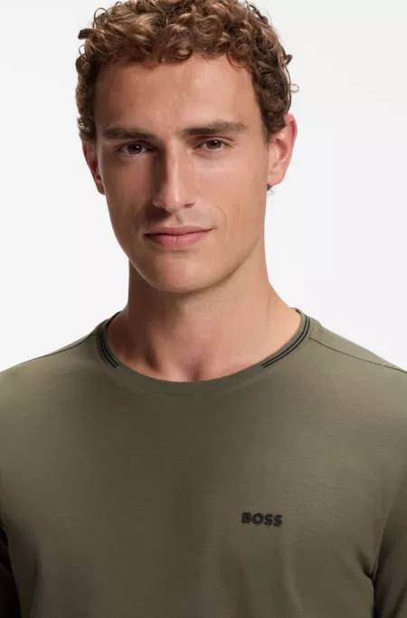 T-shirt en coton stretch avec rayures et logo
