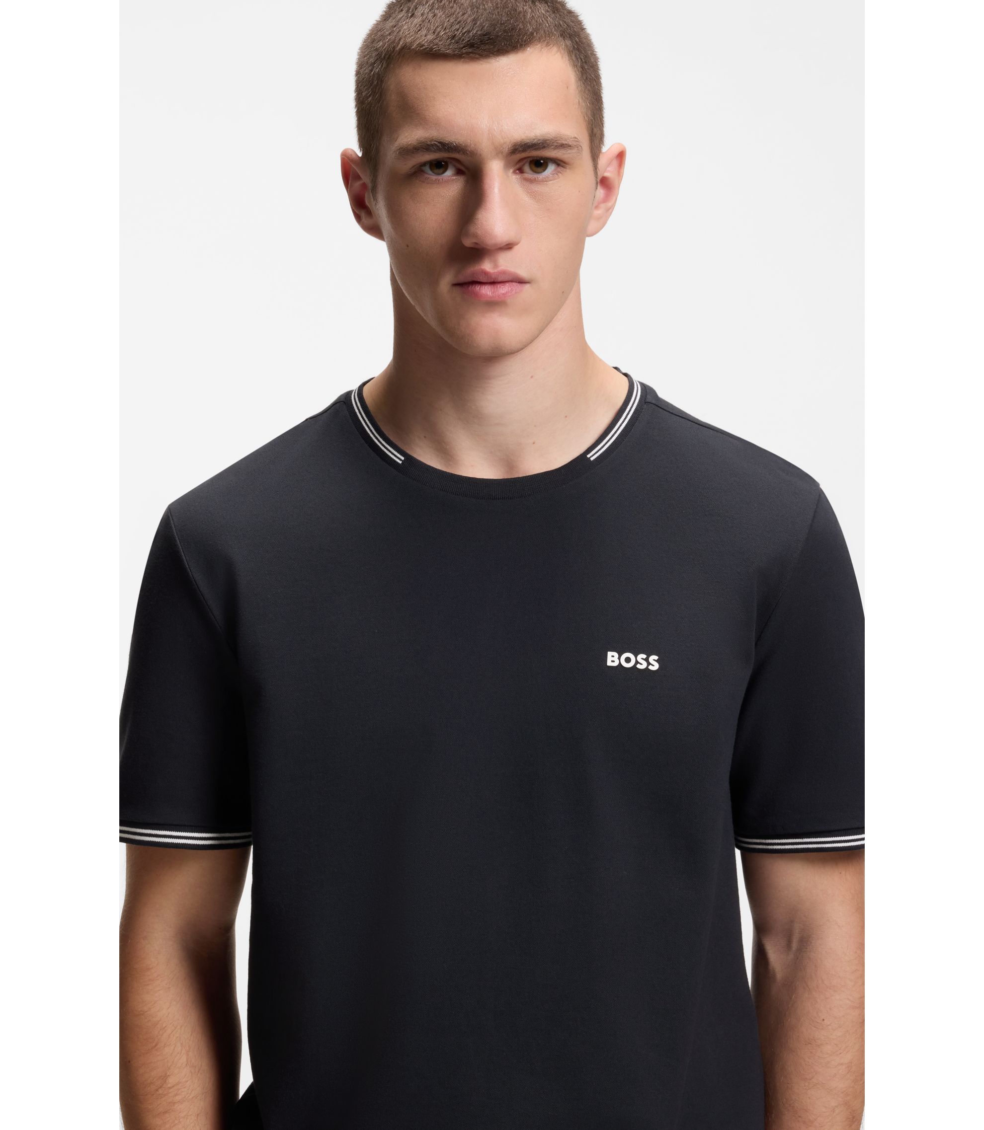 ヒューゴボス デコラティブリフレクターライン ストレッチコットン シャツ ヒューゴボス デコラティブリフレクターライン ストレッチ