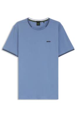 Stretch-cotton T-shirt with stripes and logo 1