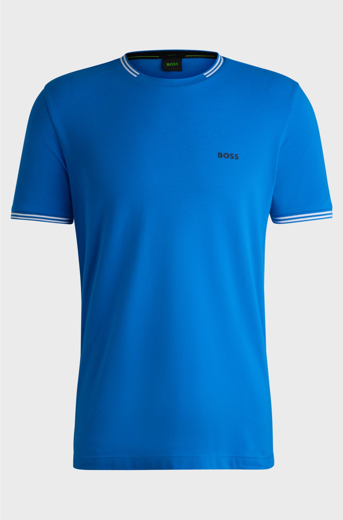 BOSS - Stretch-cotton T-shirt with stripes and logo