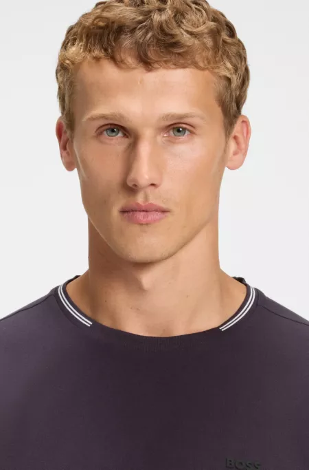 T-shirt en coton stretch avec rayures et logo