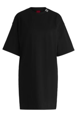 HUGO - Cotton-jersey T-shirt dress with stacked logo