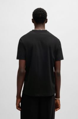 Cotton-jersey T-shirt with artwork and logo, Black
