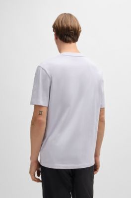 Cotton-jersey T-shirt with artwork and logo, Light Purple