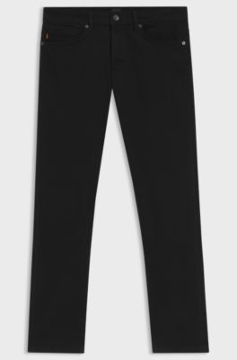 Delaware Slim-fit jeans in stay-black comfort-stretch denim, Black