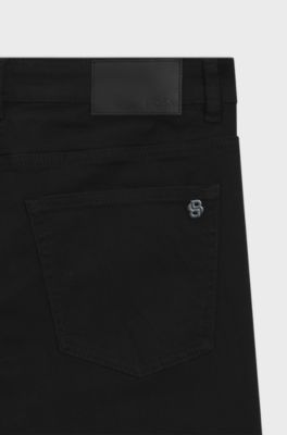 Delaware Slim-fit jeans in stay-black comfort-stretch denim, Black