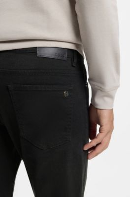 Delaware Slim-fit jeans in stay-black comfort-stretch denim, Black