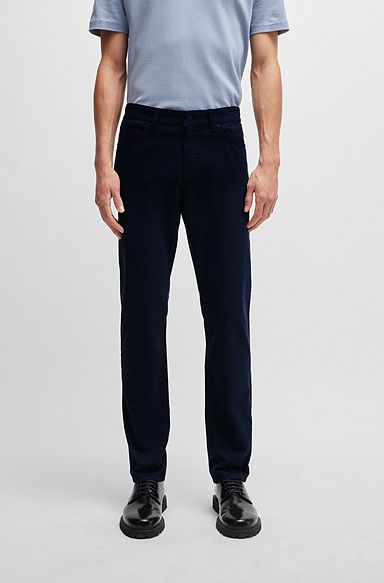 Slim-fit jeans in stretch-cotton gabardine, Dark Blue
