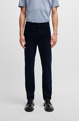 Delaware Slim-fit jeans in stretch-cotton gabardine, Dark Blue