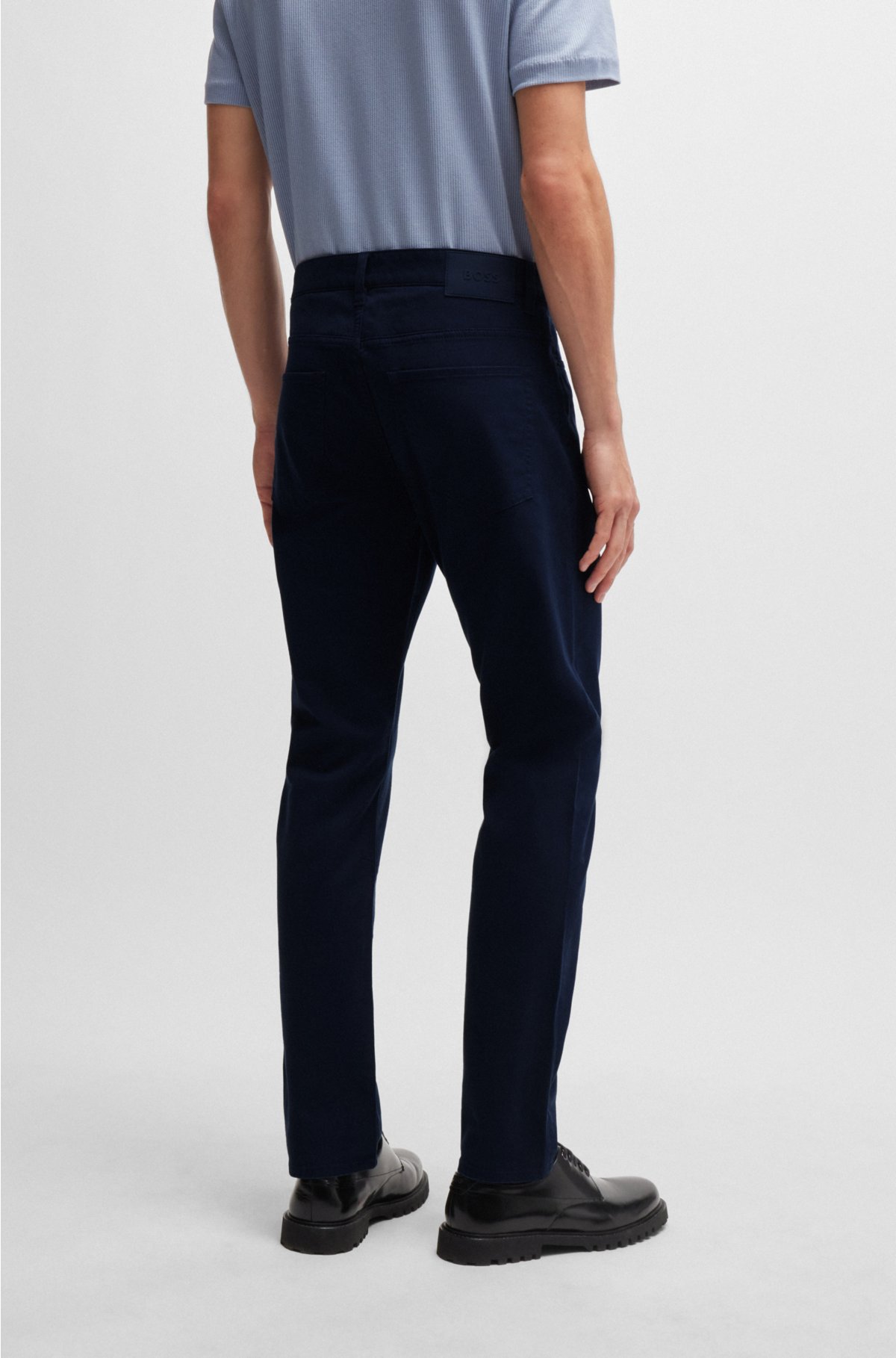 Slim-fit jeans in stretch-cotton gabardine, Dark Blue