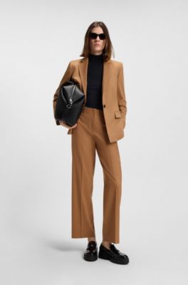 Camiseta slim fit de algod&oacute;n el&aacute;stico con logo estampado, Negro