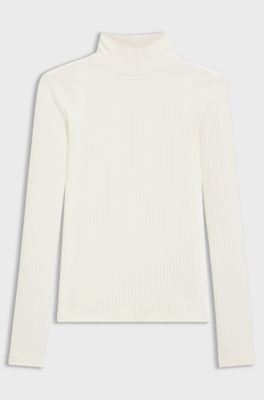 Stretch-cotton slim-fit T-shirt with logo print, White