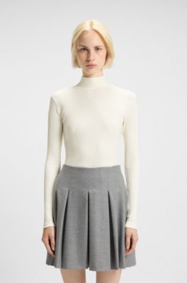 T-shirt Slim en coton stretch avec logo imprim&eacute;, Blanc