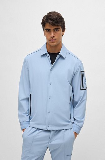 Water-repellent regular-fit jacket with contrast details, Light Blue