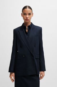 Giacca lunga regular fit in twill effetto denim, Blu scuro