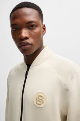 BOSS - Regular-Fit Sweatjacke mit Reißverschluss und Aufnäher mit  