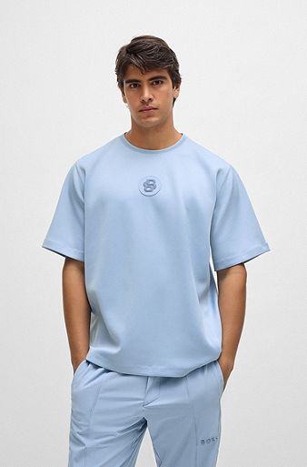 Relaxed-fit T-shirt with double-monogram badge, Light Blue