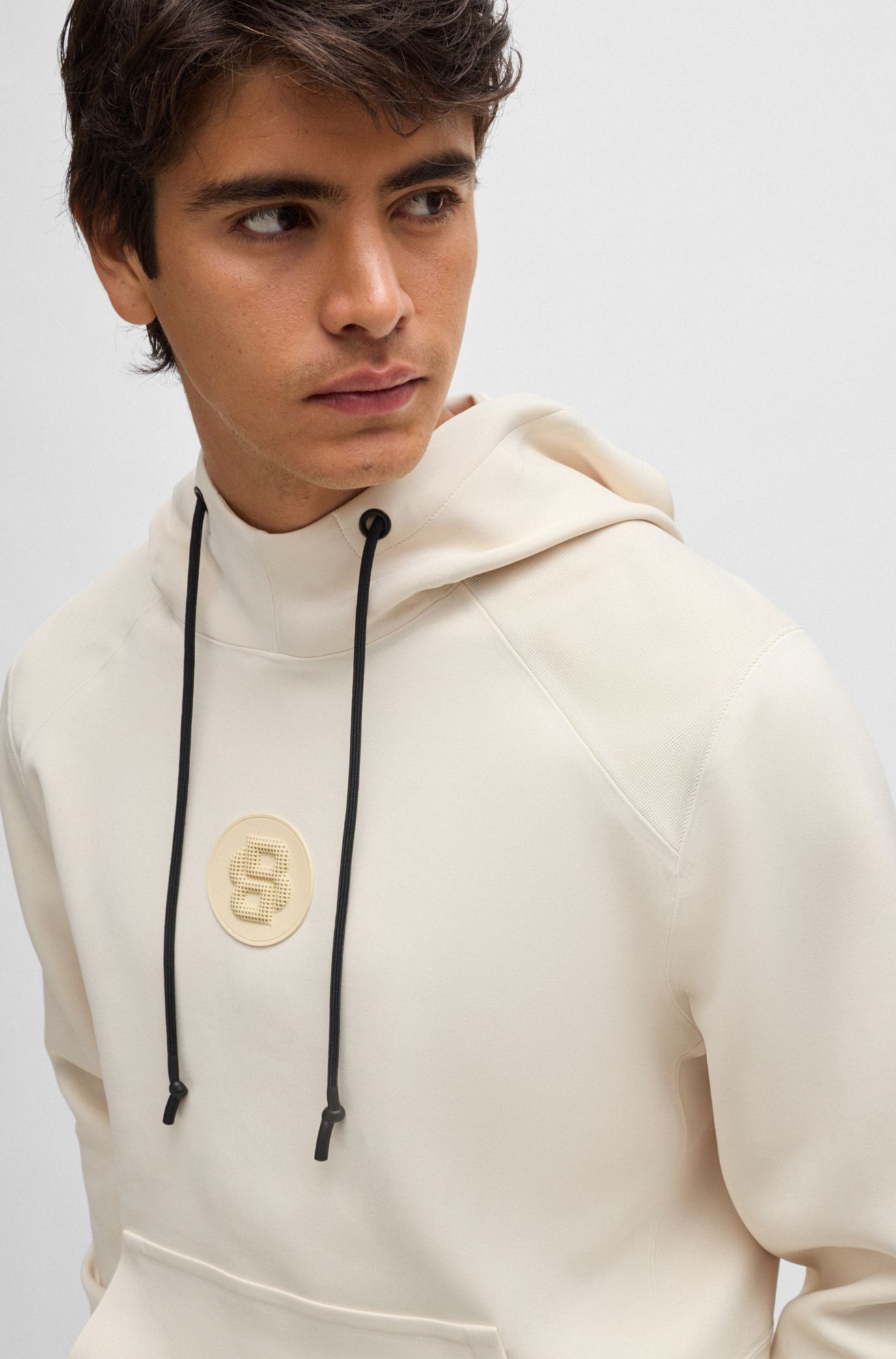 Regular-fit hoodie with double-monogram badge
