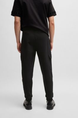 Stretch-cotton tracksuit bottoms with stacked logo, Black