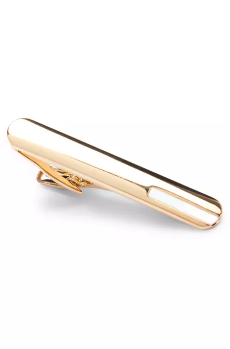 Brass tie clip with black onyx insert