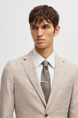 Brass tie clip with black onyx insert, Gold tone