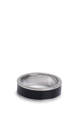 Bague en acier avec finition en émail