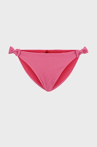 Ribbed bikini bottoms with bow trims, Pink