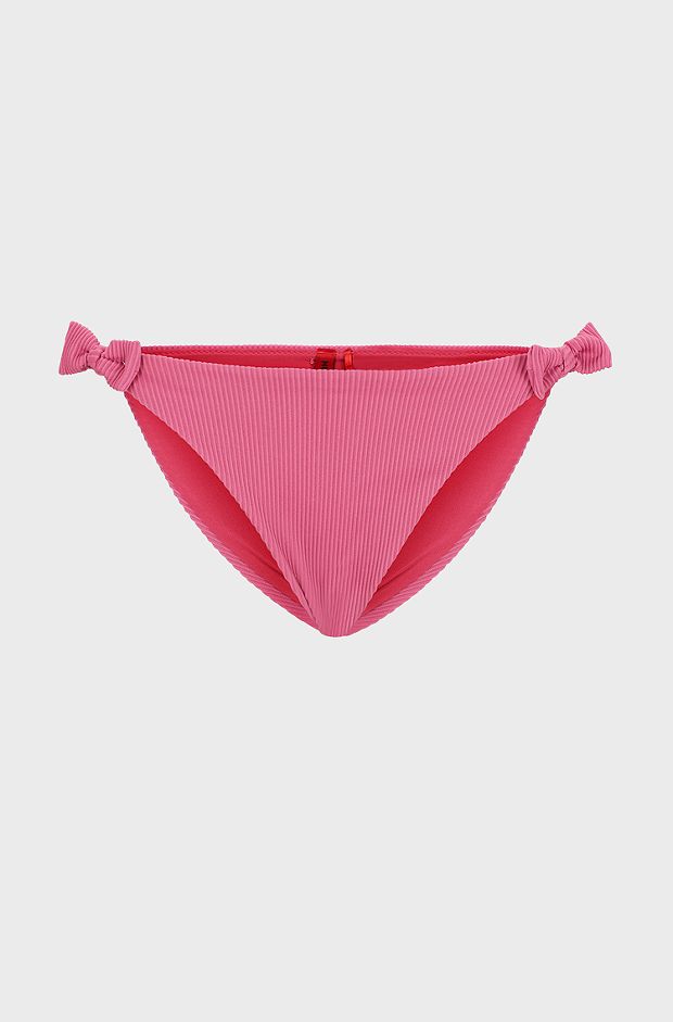 Ribbed bikini bottoms with bow trims, Pink