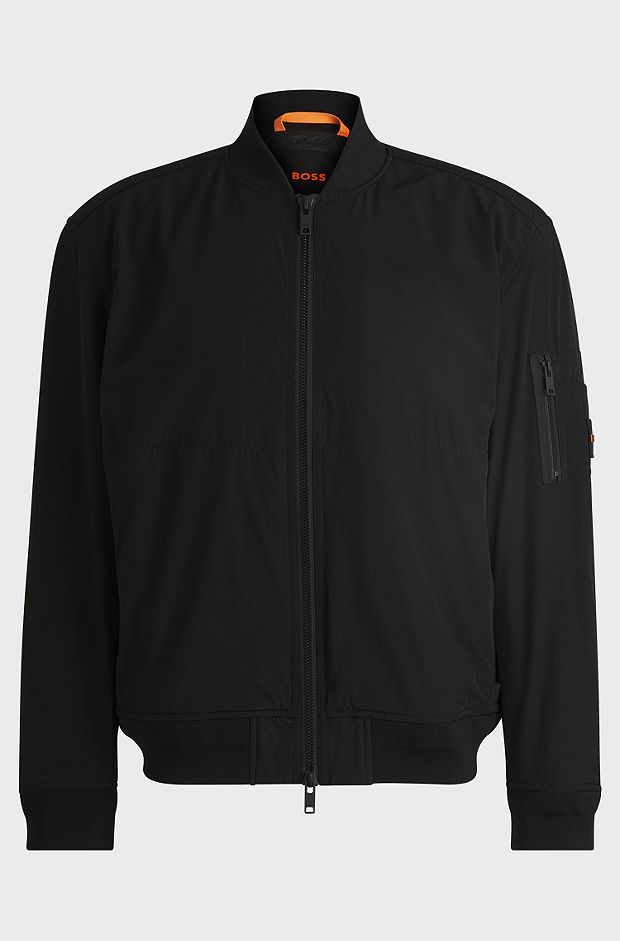 Water-repellent jacket with zipped sleeve pocket, Black