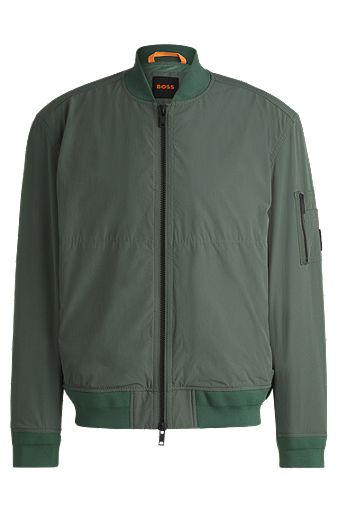 Water-repellent jacket with zipped sleeve pocket, Green