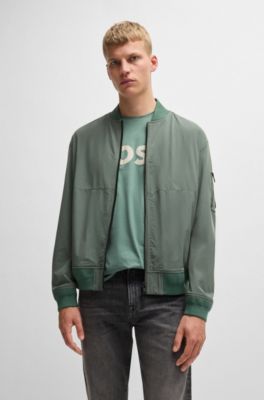 Hugo Boss 美品　ダークグリーン　オリーブ　カーキ　レザー ジャケット Hugo Boss 美品ダークグリーンオリーブカーキレザー ジャケット