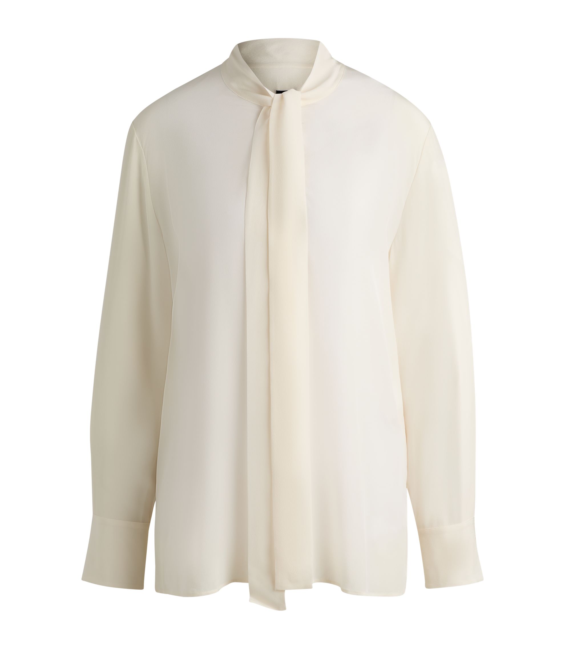 Regular-Fit Bluse aus Seide mit Schluppe am Ausschnitt