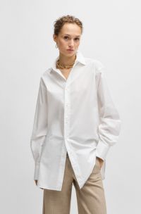 Regular-fit blouse van katoen met Double B-monogram, Wit