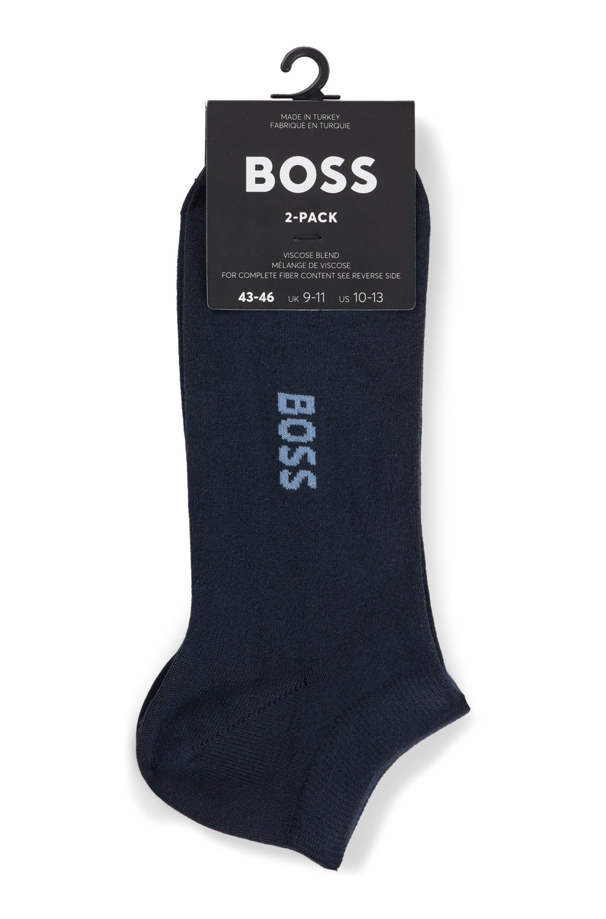 Two-pack of ankle-length socks with logo details, Dark Blue