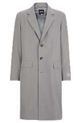 Slim-fit coat in patterned virgin wool, Silver