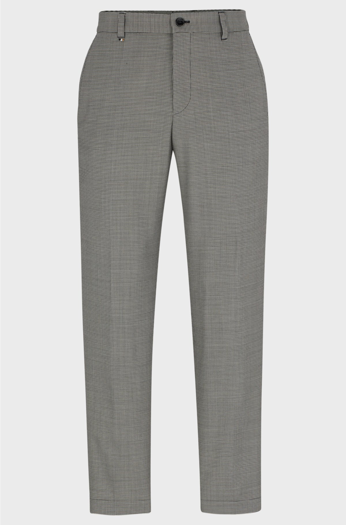 Relaxed-fit trousers in a houndstooth virgin-wool blend, Black Patterned