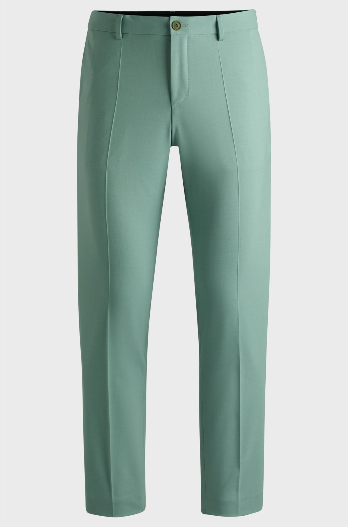 Slim-fit trousers in a performance-stretch wool blend, Light Green