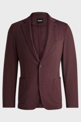Slim-fit jacket in performance-stretch jersey, Dark Red