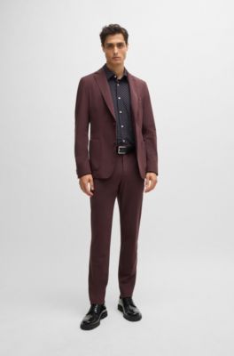 Slim-fit jacket in performance-stretch jersey, Dark Red