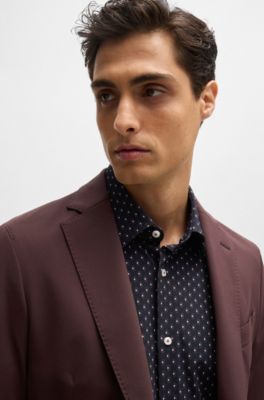 Slim-fit jacket in performance-stretch jersey, Dark Red
