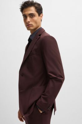 Slim-fit jacket in performance-stretch jersey, Dark Red