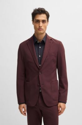 Slim-fit jacket in performance-stretch jersey, Dark Red