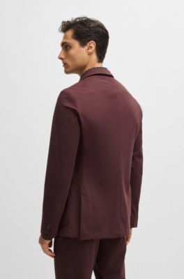 Slim-fit jacket in performance-stretch jersey, Dark Red