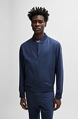 Slim-fit blouson jacket in a washable wool blend, Blue